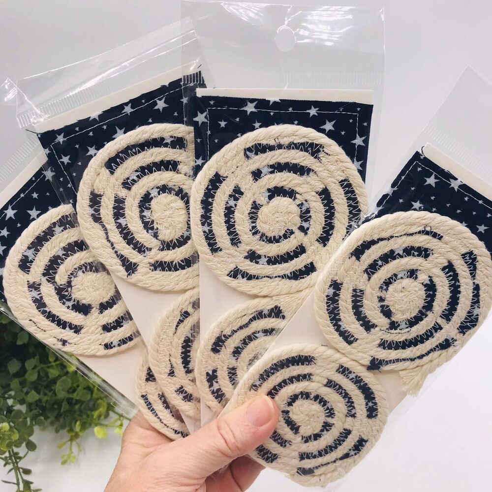 Stocking Stuffer Bundle of 4, Car Coasters 4 Sets of 2 (8 Coasters) Blue Stars
